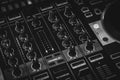 Close Up of an Audio Mixer in vintage black & white Royalty Free Stock Photo