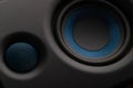 Close Up Audio Speaker or Woofer Cone with Blue Mesh Detail Royalty Free Stock Photo