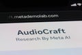 close up AudioCraft brand logo on official website