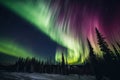 close-up of aurora borealis swirling and dancing in the night sky