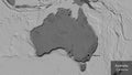 Shape of Australia. Bevelled. Bilevel. Labels Royalty Free Stock Photo