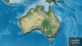 Shape of Australia. Bevelled. Relief. Labels Royalty Free Stock Photo