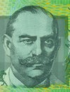 Close up on Australian dollar banknotes. Portrait of JOHN MONASH on 100AUD Banknotes. Shooting by 1:1 Macro lense. I Royalty Free Stock Photo