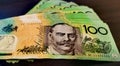 Close up of Australian one hundred dollar bill