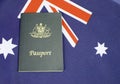 Close up of Australian Southern Cross flag with passport