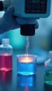 Close up of automated pipetting in a sterile lab , biomedical research, advanced technology