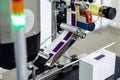 Close-up of  Automatic Sticker Labelling Machine Royalty Free Stock Photo