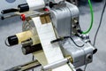 Close-up of  Automatic Sticker Labelling Machine Royalty Free Stock Photo