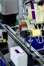 Close-up of  Automatic Sticker Labelling Machine Royalty Free Stock Photo