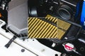 A close up of an automobile air filter is displayed in a frame Royalty Free Stock Photo