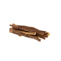 Close up of Ayurvedic herb Liquorice root,Licorice root, Mulethi or Glycyrrhiza glabra root on a wooden surface is very much Royalty Free Stock Photo