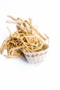 Close up of popular Indian and Asian ayurvedic herb i.e. Satavari or kurilo isolated on white in a glass bowl.