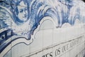 Close-up of azulejos, portuguese traditional blue and white tile