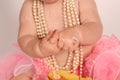 Close up of baby eating cake all messy