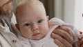 Close-up baby face happy child kid expression little girl small boy toddler infant laughing smiling looking at camera Royalty Free Stock Photo