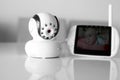 The close up baby monitor for security of the baby Royalty Free Stock Photo