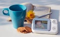 The close-up baby monitor for security of the baby on the table Royalty Free Stock Photo