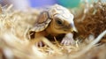 Close up Baby Tortoise Hatching (African spurred tortoise), Birth of new life. Generative AI