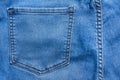 Close up Back blue jeans pocket denim background texture.glasses pen in back blue jeans Royalty Free Stock Photo