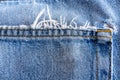 Close up back of old denim jean texture. Royalty Free Stock Photo