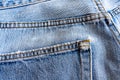 Close up back of old denim jean texture. Royalty Free Stock Photo