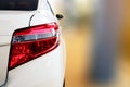 Close up of back view of white car When parked at home Royalty Free Stock Photo