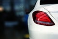 Close up back of yellow euro sport car with smart on blur bokeh background Royalty Free Stock Photo