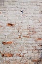 Close up background of brick wall, different shape adobe, vertical rough abstract shabby old worn surface texture Royalty Free Stock Photo