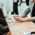 close up. background image working group sitting at a table