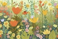 Close up Background of Multicolored Cosmos Flowers watercolors. ai generative.