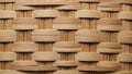 Close up background texture of woven bamboo strips forming a tight diagonal interlacing basket pattern Royalty Free Stock Photo