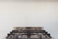 Close up background tiles splashback and stove top Royalty Free Stock Photo