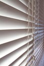 Close up background of white wooden venetian blinds