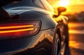 Close up on backlight of a generic unbranded sport car, generative ai illustration