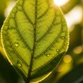 Leaf showcasing intricate vein patterns with sunlight filtering Royalty Free Stock Photo