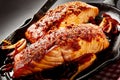 Close up of baked salmon dish Royalty Free Stock Photo