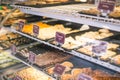 Close up of bakery display case