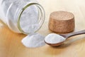 Close-up of baking soda in a glass jar. Royalty Free Stock Photo