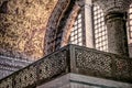 Close up of a balcony rail inside Hagia Sophia