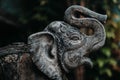 Close up balinese statue of the elephant. Stone spirital figure.