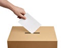 ballot box casting vote election referendum politics elect man female democracy hand voter political