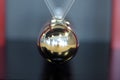 Close up 5 Balls Pendulum, chrome Newton`s cradle Royalty Free Stock Photo
