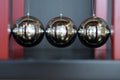 Close up 5 Balls Pendulum, chrome Newton`s cradle Royalty Free Stock Photo