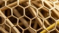 Close up of a bamboo basket featuring a hexagonal weave pattern Royalty Free Stock Photo