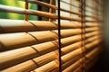 Close up Bamboo, venetian, and chick blinds create soft focused elegance