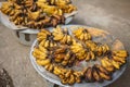 Close-up for bananas for sale on street market Royalty Free Stock Photo