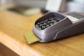 Close up of bank card reader or atm terminal Royalty Free Stock Photo