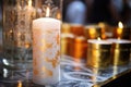 close up of a baptism candle with religious motifs Royalty Free Stock Photo