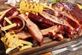 Close-up of Barbecue broiled Pork ribs