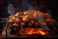 close-up of barbecue brush applying sauce to wings Royalty Free Stock Photo